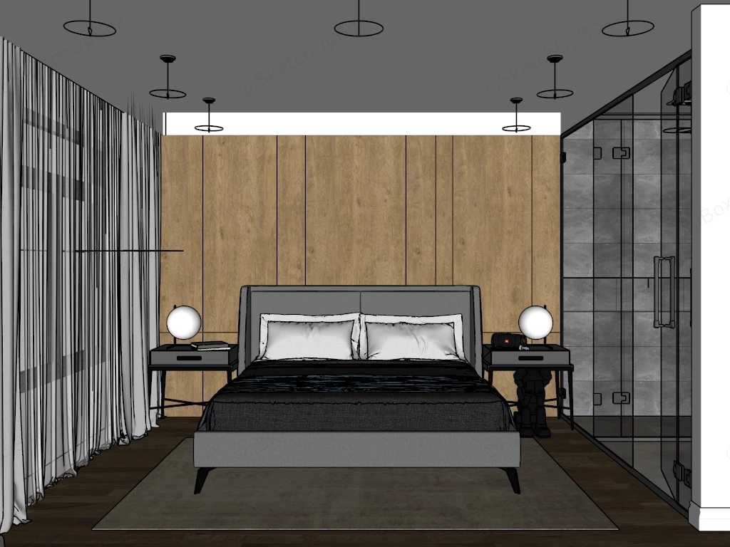 Elegant Guest Bedroom sketchup model preview - SketchupBox