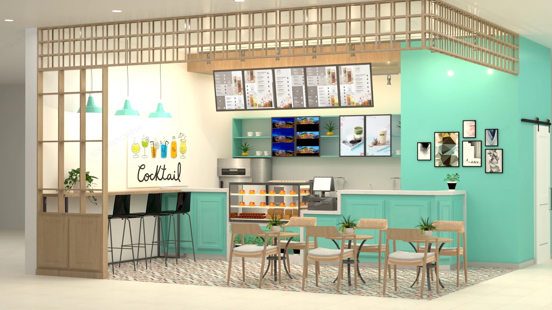 Juice Bar Interior Design sketchup model preview - SketchupBox