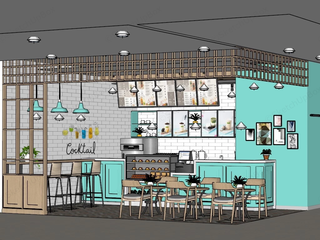 Juice Bar Interior Design sketchup model preview - SketchupBox
