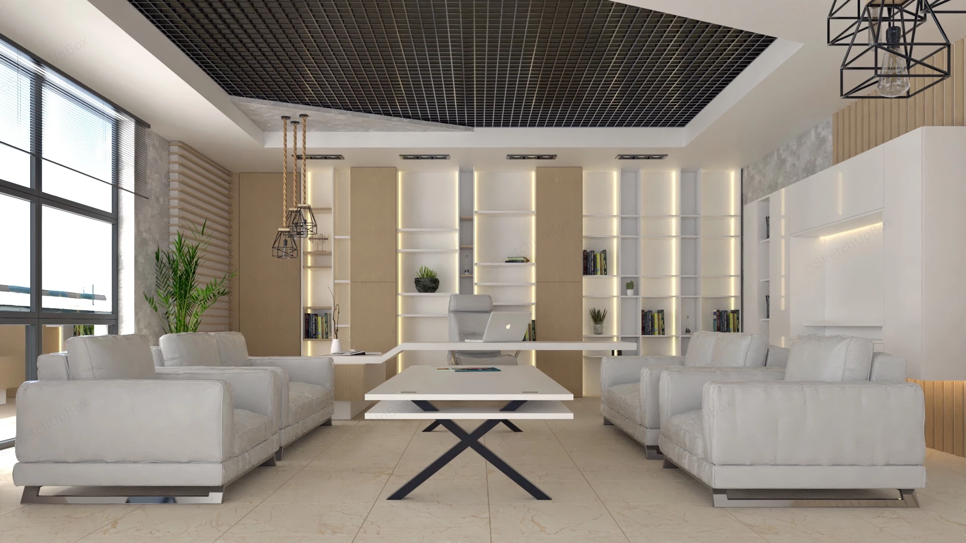 Luxury Executive Office Design sketchup model preview - SketchupBox