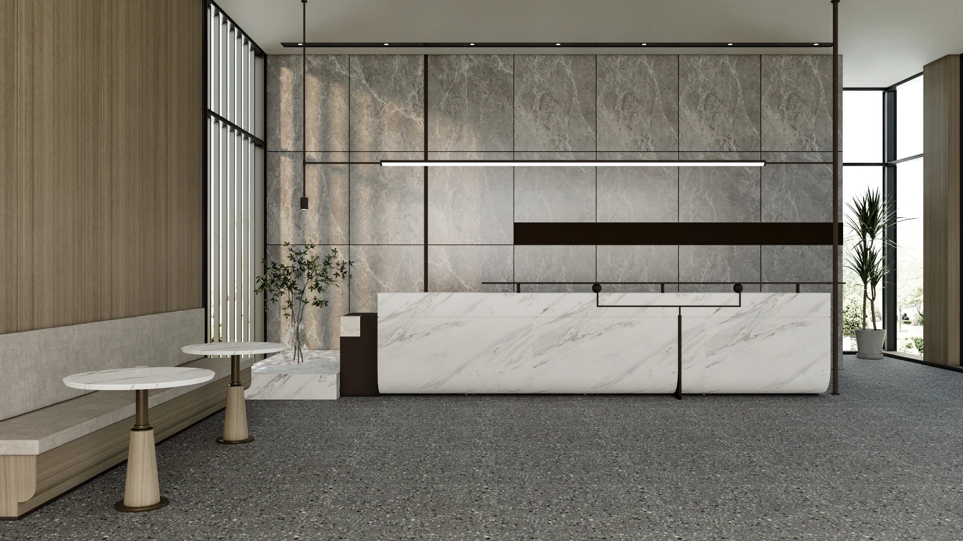 White Marble Office Reception Idea sketchup model preview - SketchupBox