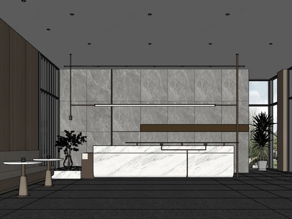 White Marble Office Reception Idea sketchup model preview - SketchupBox