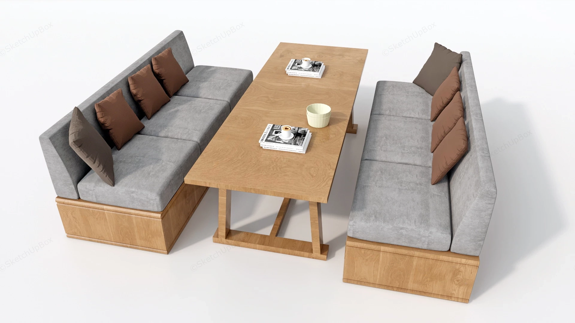 Modern Booth Seating sketchup model preview - SketchupBox