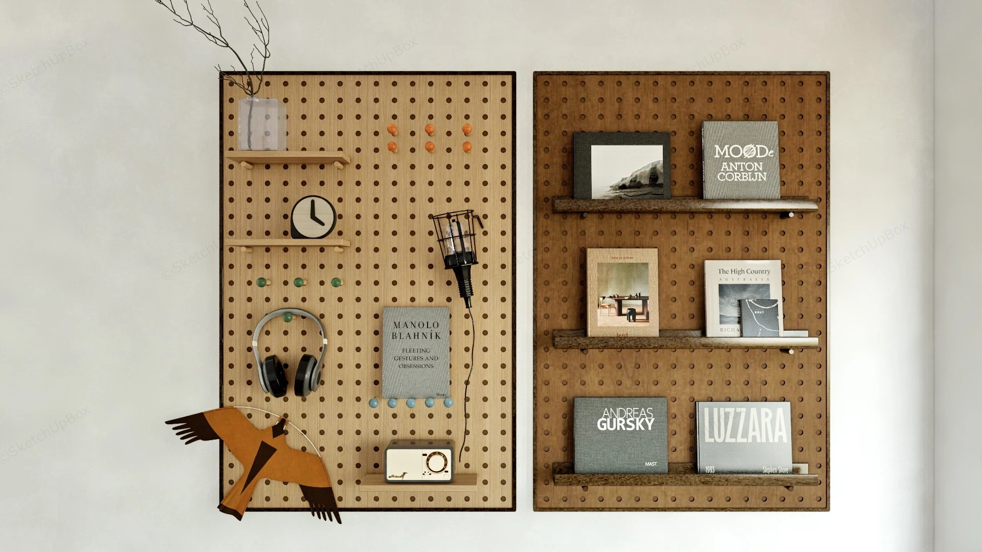 Rustic Wood Pegboard Wall Panels sketchup model preview - SketchupBox