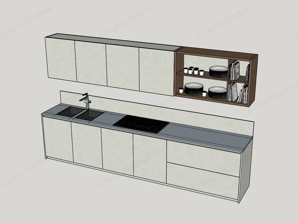 Single Wall Kitchen Cabinets sketchup model preview - SketchupBox