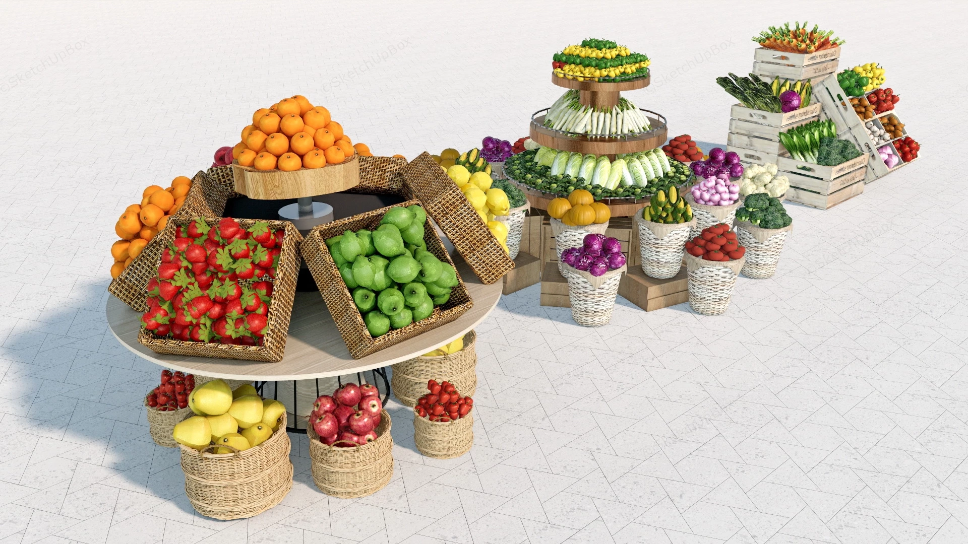 Fruit And Vegetable Display Ideas sketchup model preview - SketchupBox