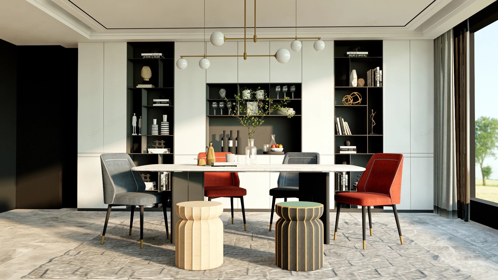 Modern Luxury Dining Room Idea sketchup model preview - SketchupBox