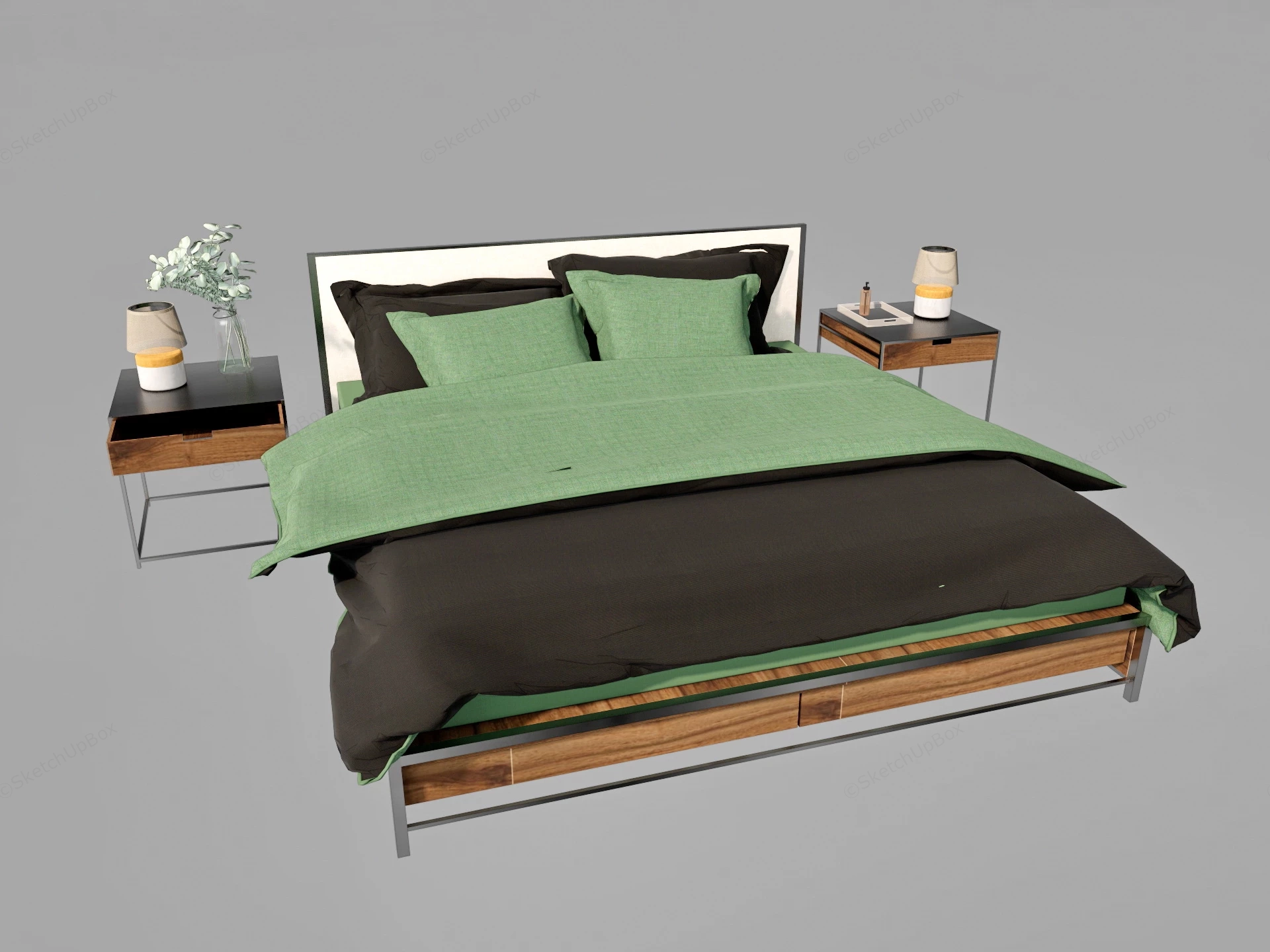Rustic Industrial Bedroom Furniture sketchup model preview - SketchupBox
