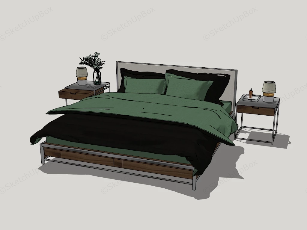 Rustic Industrial Bedroom Furniture sketchup model preview - SketchupBox