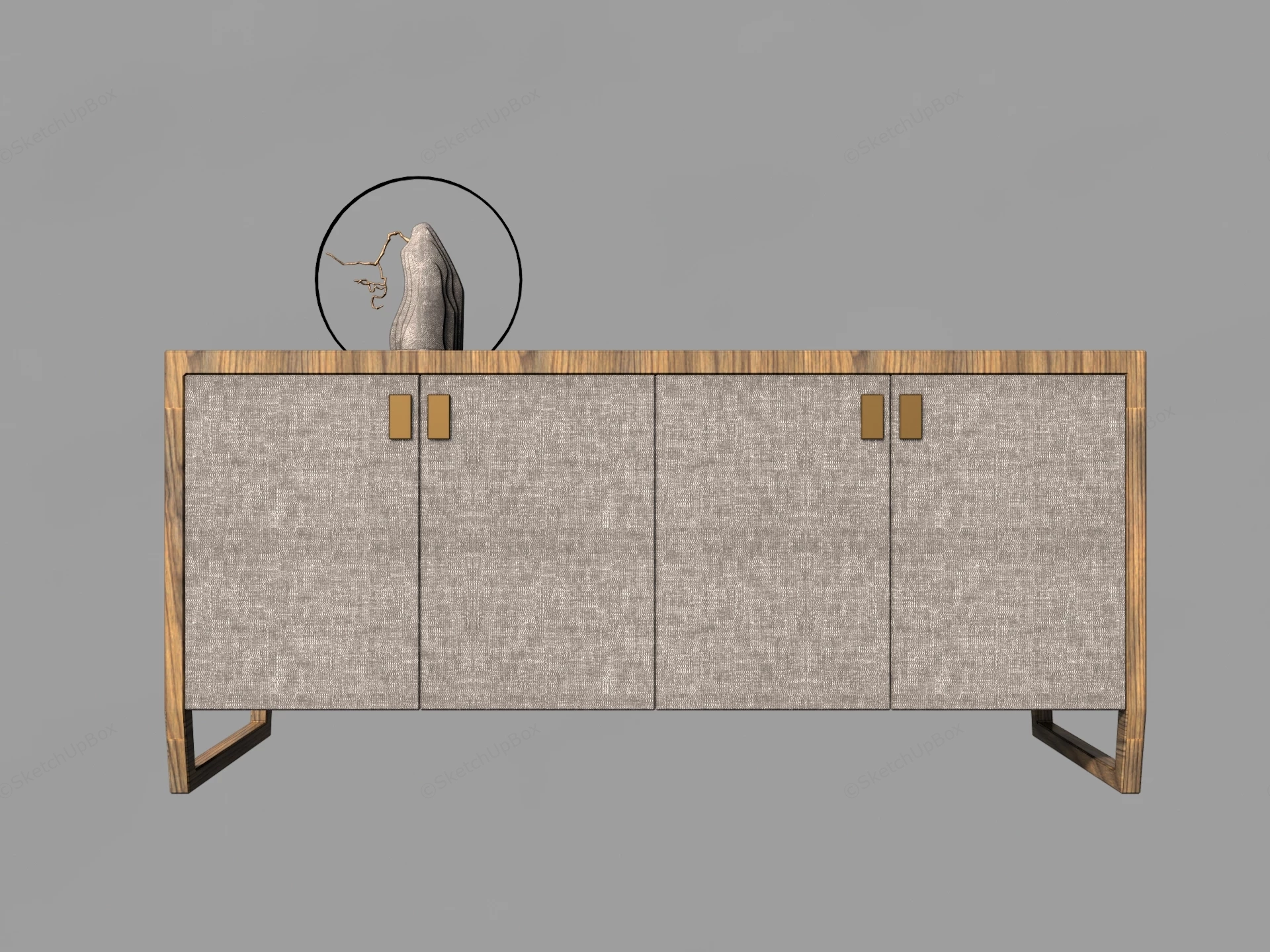 Zen Wood Sideboard sketchup model preview - SketchupBox