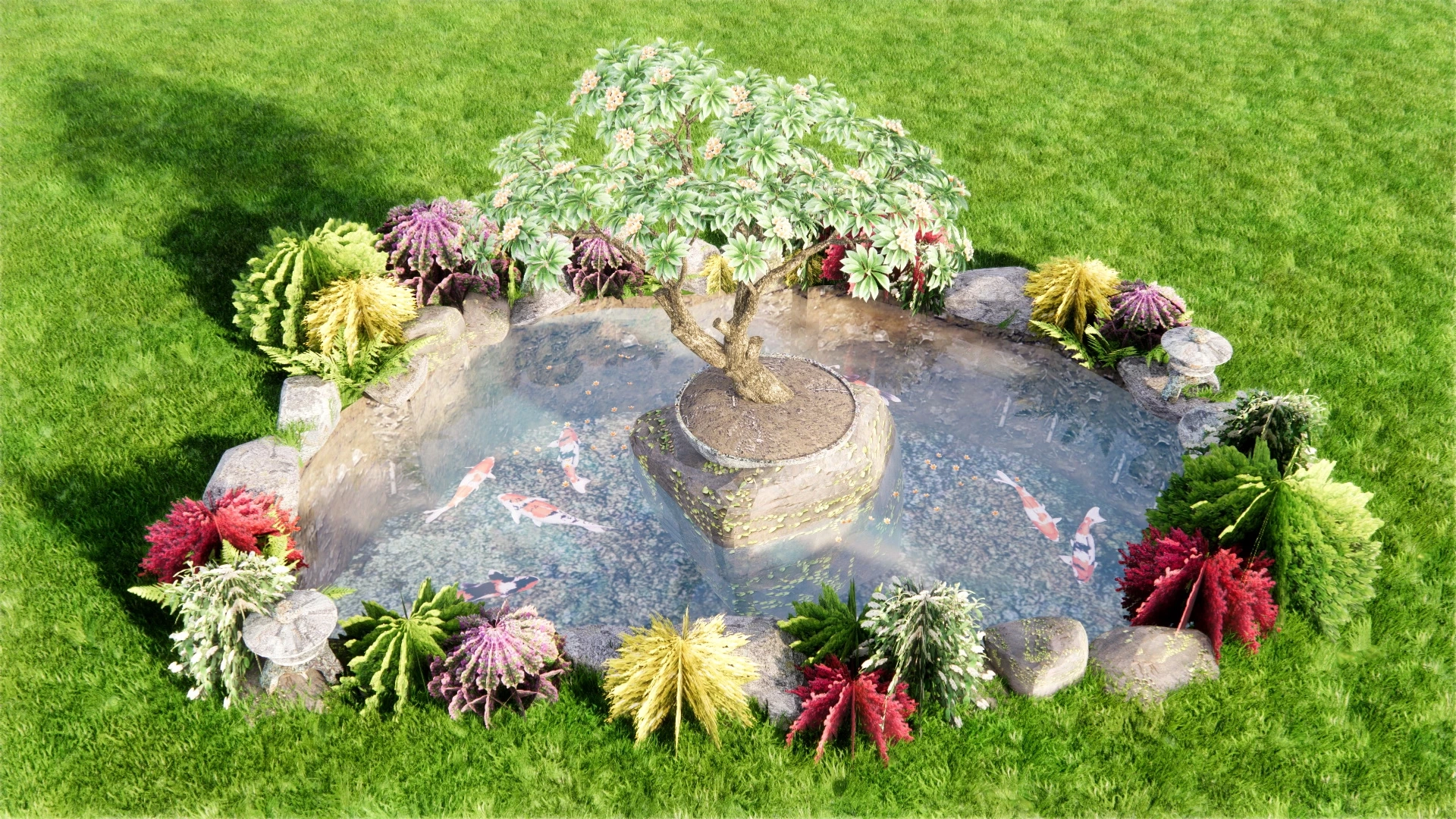 Backyard Fish Pond sketchup model preview - SketchupBox