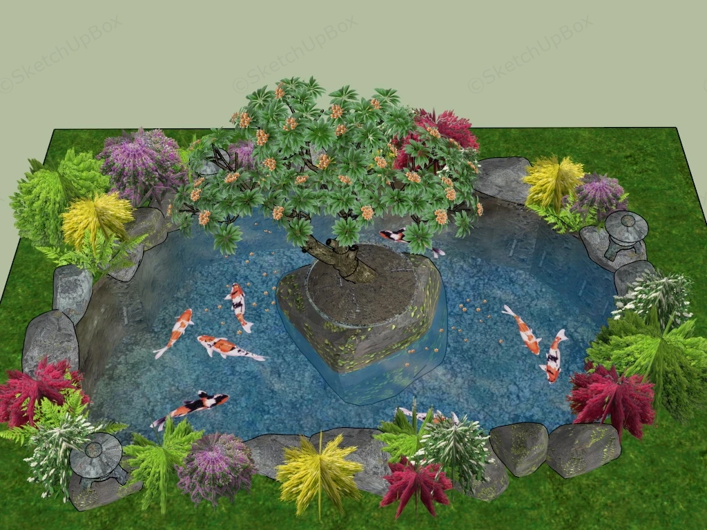 Backyard Fish Pond sketchup model preview - SketchupBox
