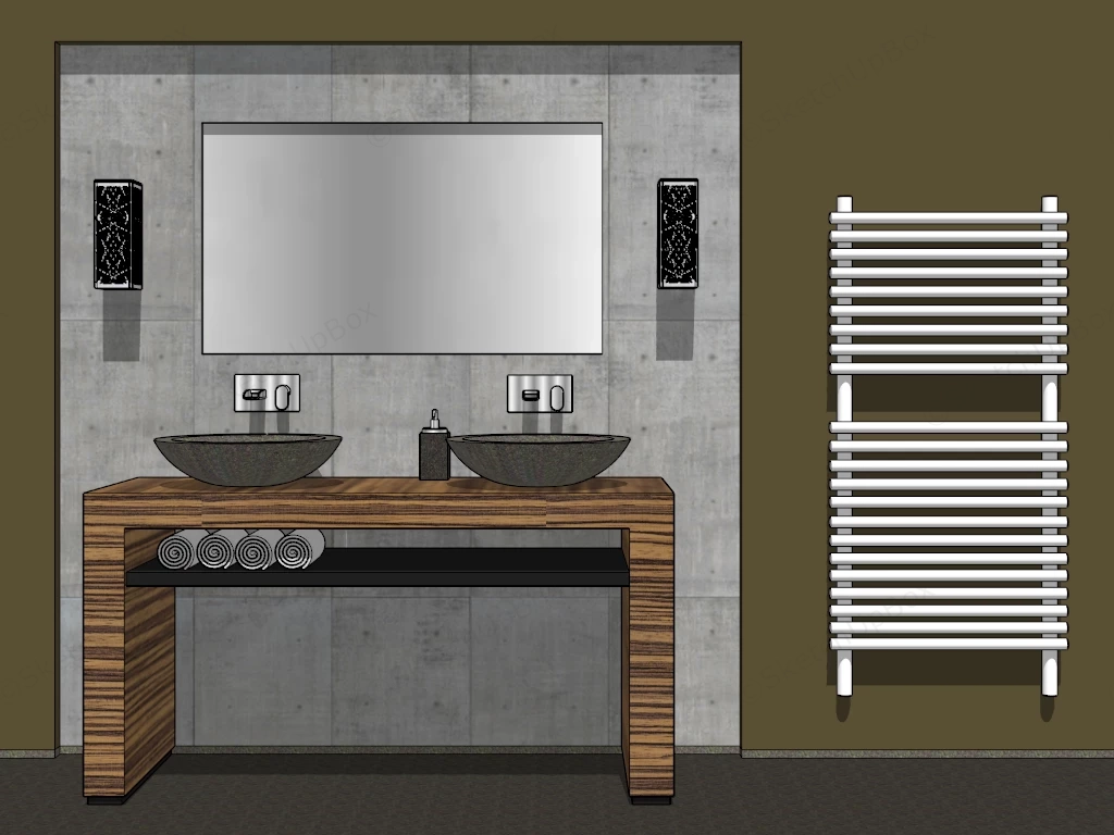 Industrial Style Bathroom Vanity sketchup model preview - SketchupBox