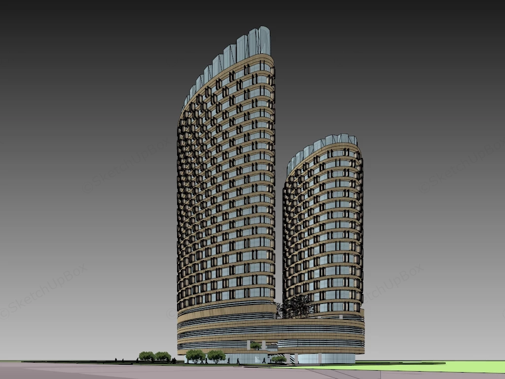 Luxury Hotel Resort Building sketchup model preview - SketchupBox