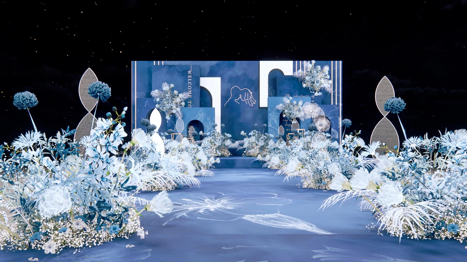 Blue Dream Wedding Decor sketchup model preview - SketchupBox