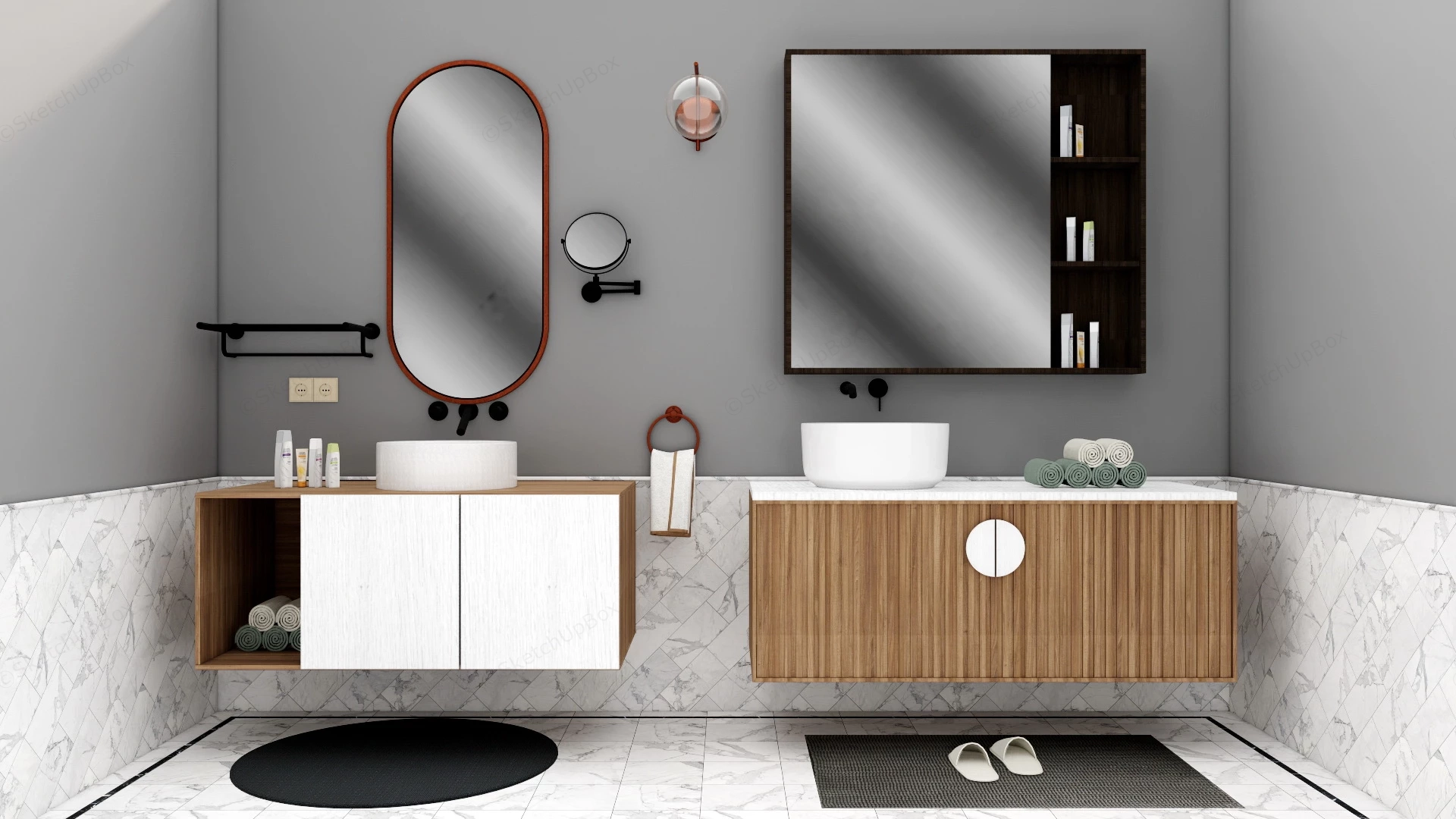 Modern Floating Bathroom Vanity sketchup model preview - SketchupBox