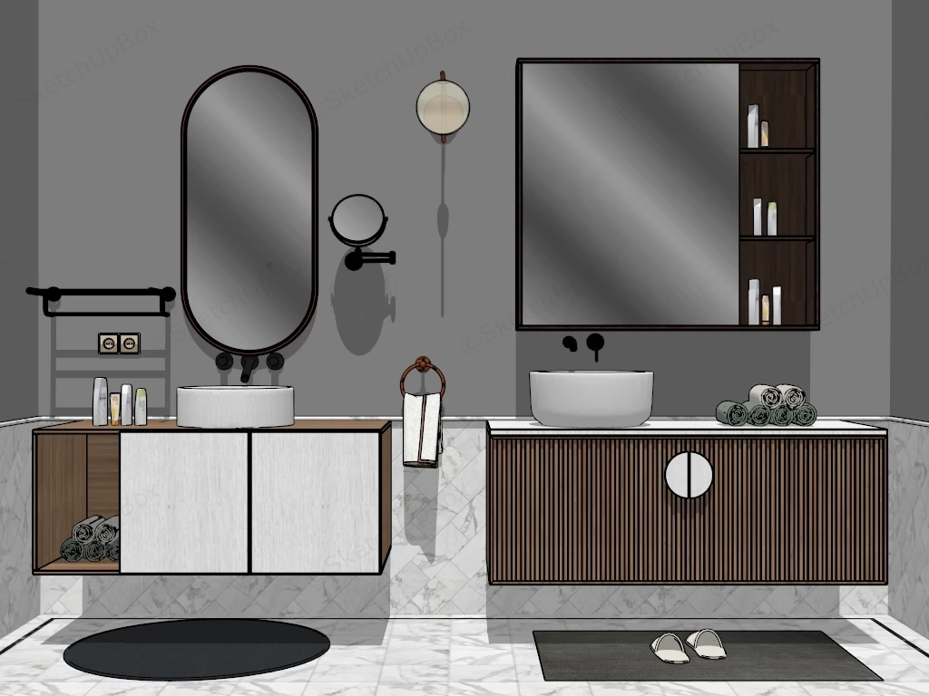 Modern Floating Bathroom Vanity sketchup model preview - SketchupBox