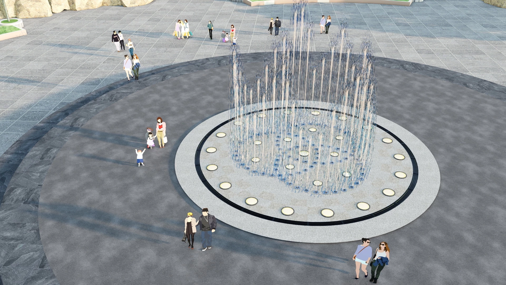 Park Fountain Plaza sketchup model preview - SketchupBox