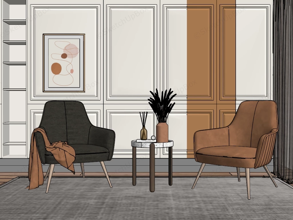 3 Piece Accent Chair Set sketchup model preview - SketchupBox