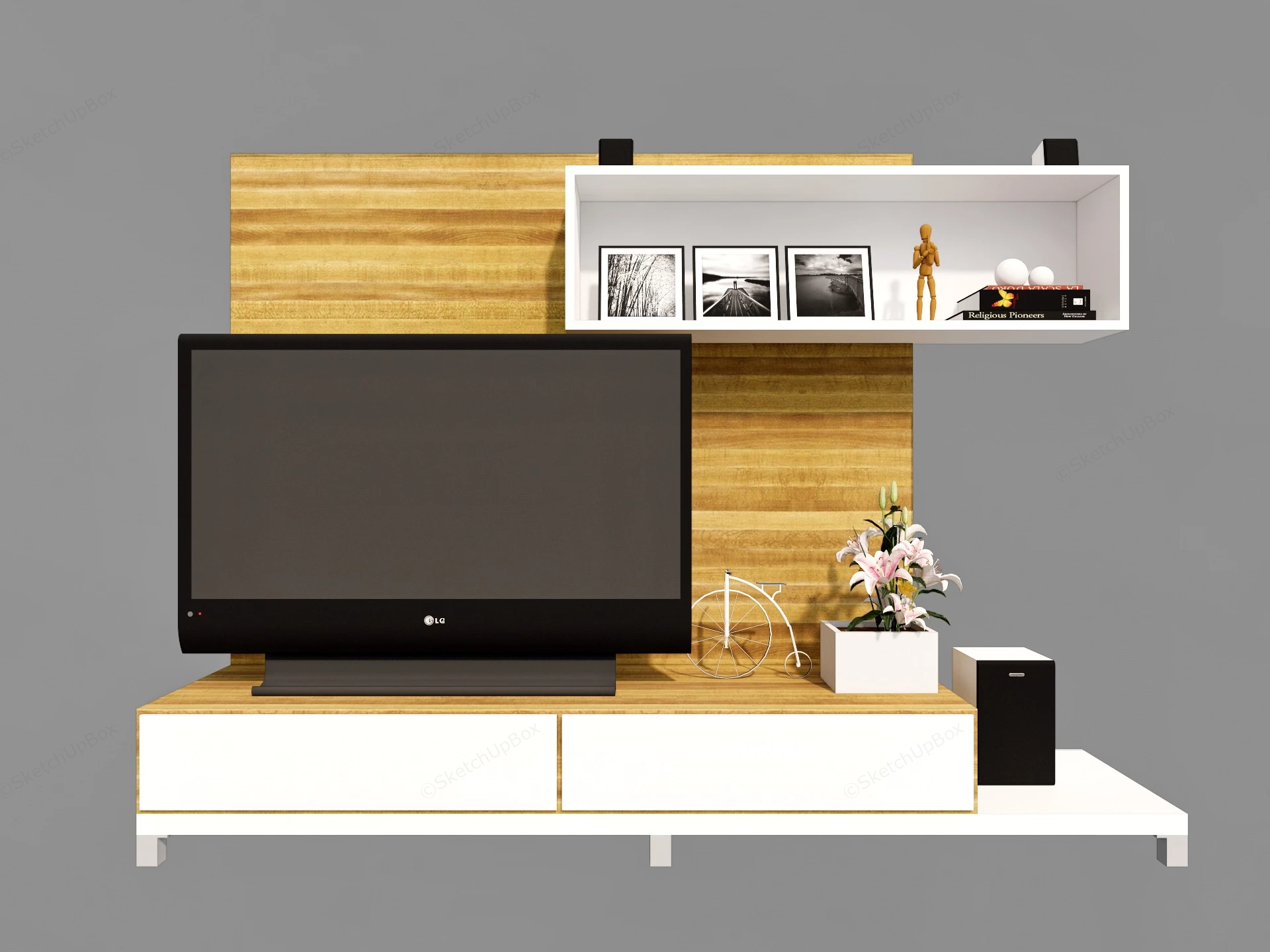 Simple TV Unit sketchup model preview - SketchupBox