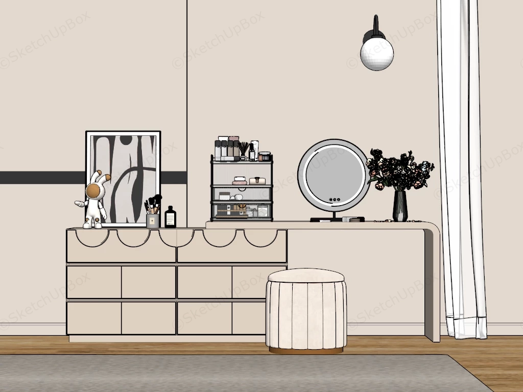 Makeup Vanity With Dresser Combo sketchup model preview - SketchupBox