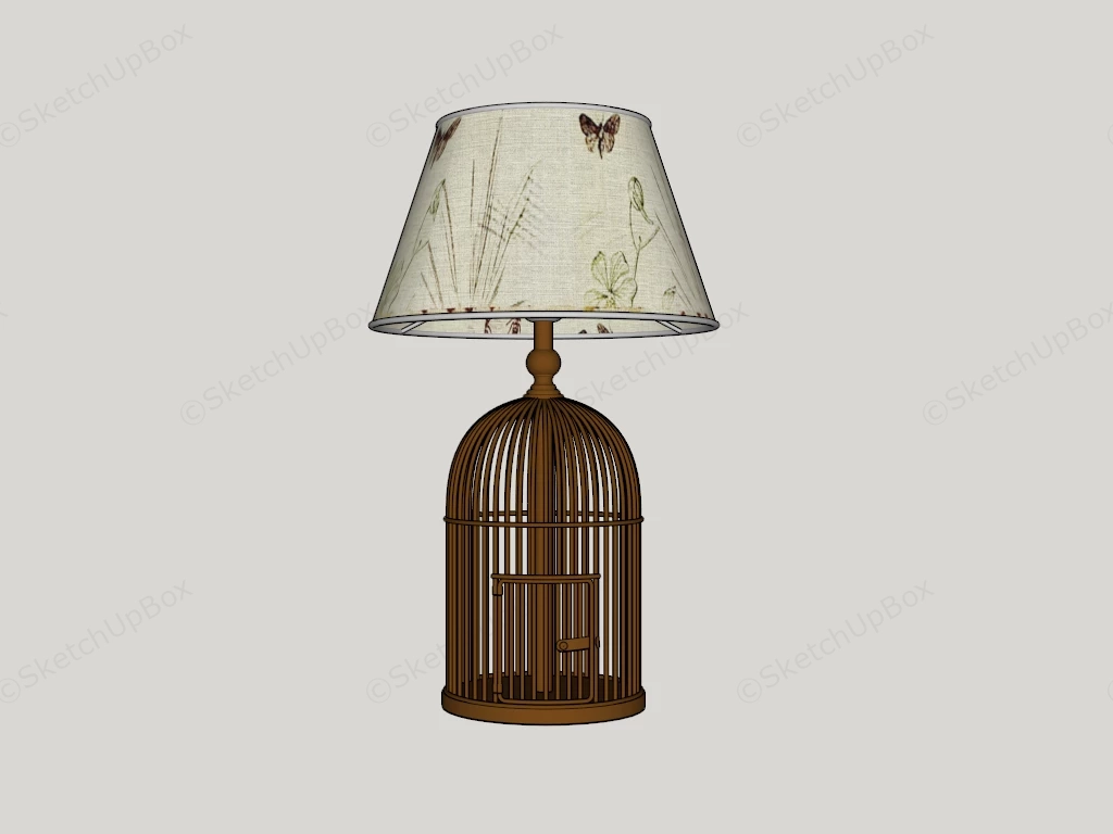 Brass Birdcage Table Lamp sketchup model preview - SketchupBox