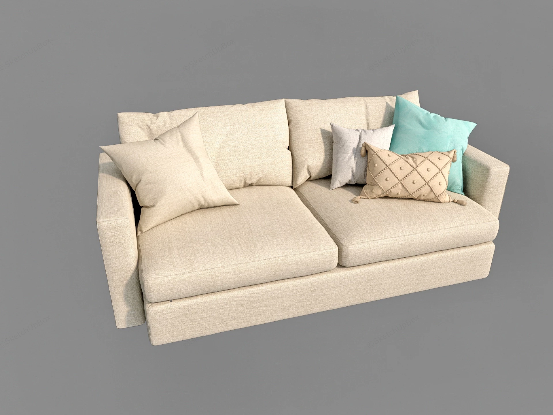 Beige Contemporary Loveseat Sofa sketchup model preview - SketchupBox