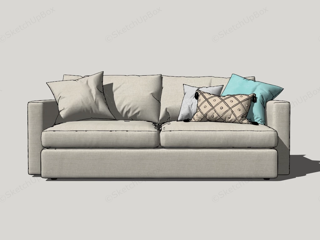 Beige Contemporary Loveseat Sofa sketchup model preview - SketchupBox