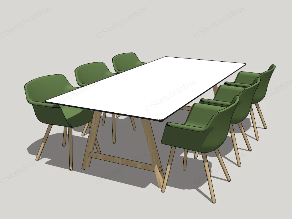 Minimalist 7 Piece Dining Set sketchup model preview - SketchupBox