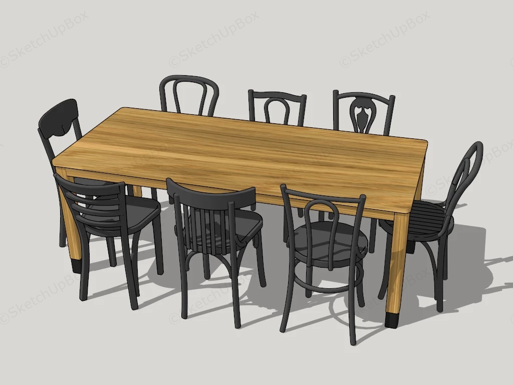 9 Piece Dining Room Sets sketchup model preview - SketchupBox