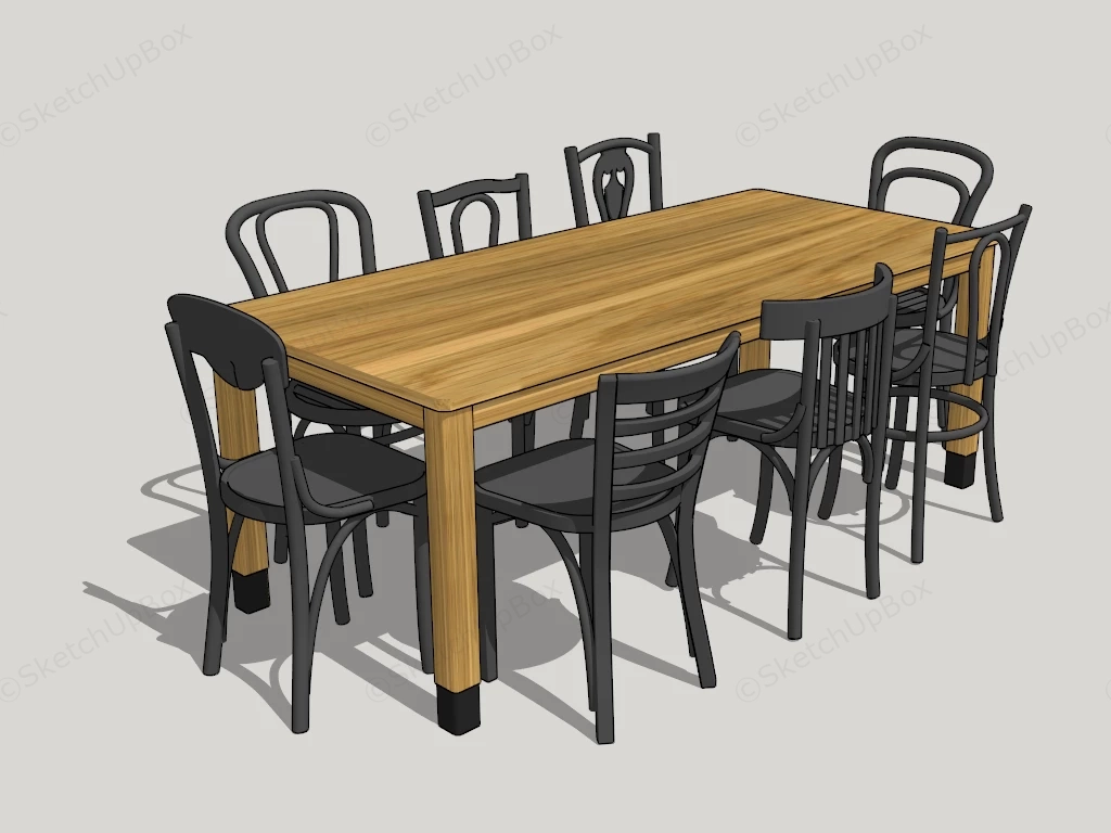 9 Piece Dining Room Sets sketchup model preview - SketchupBox
