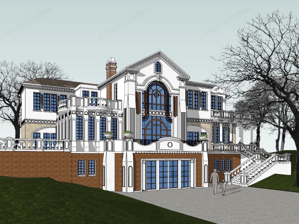 French Country Mansion sketchup model preview - SketchupBox