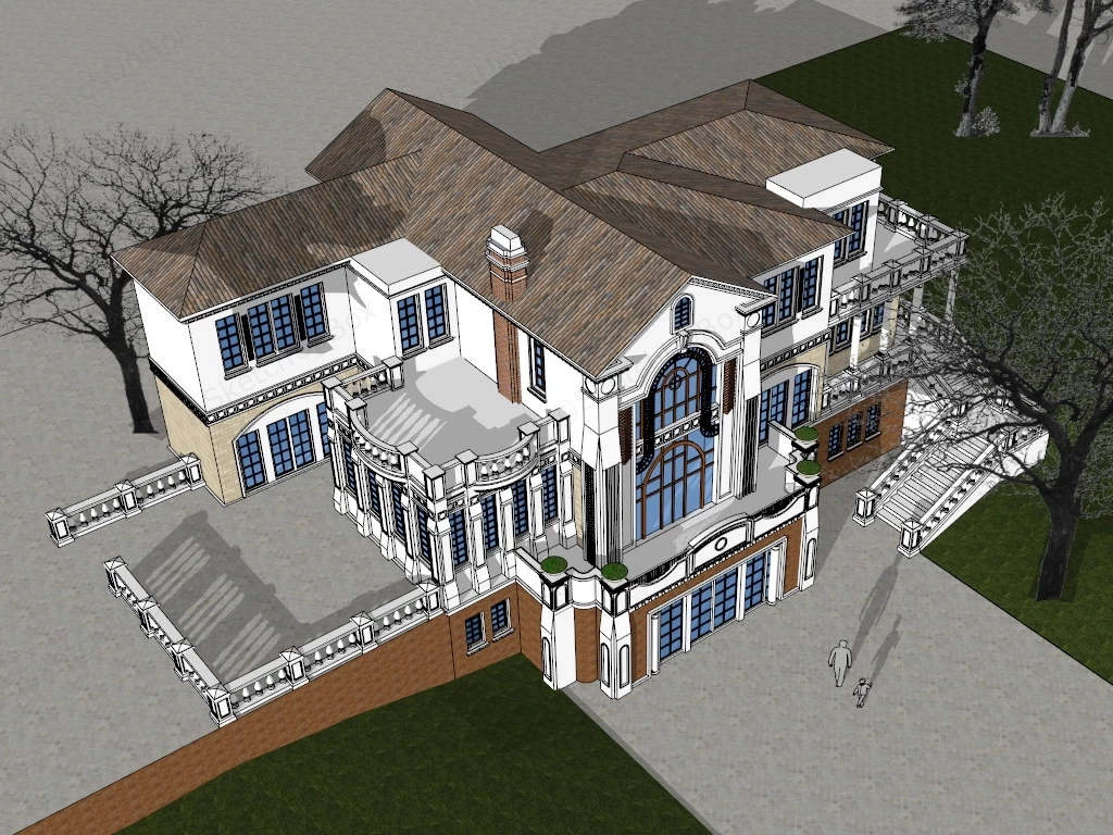 French Country Mansion sketchup model preview - SketchupBox