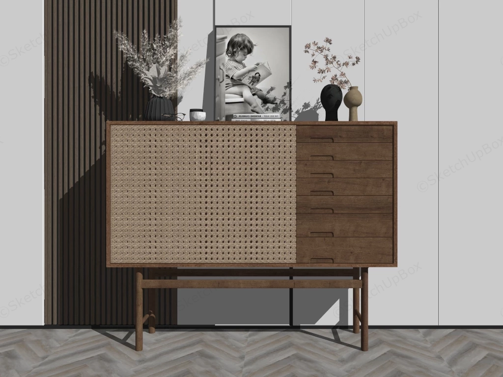 Modern Rattan Dresser sketchup model preview - SketchupBox