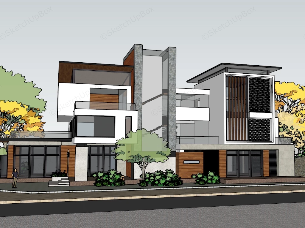 Small Commercial Office Building sketchup model preview - SketchupBox