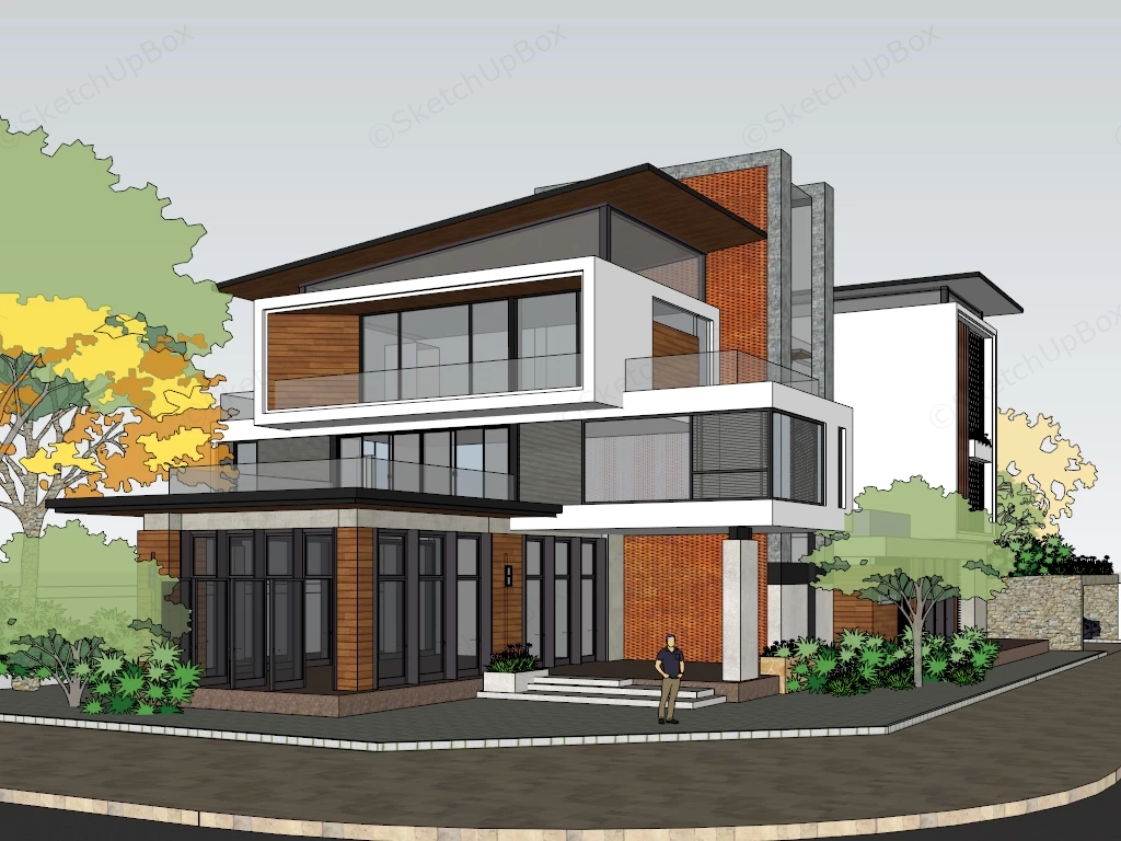 Small Commercial Office Building sketchup model preview - SketchupBox