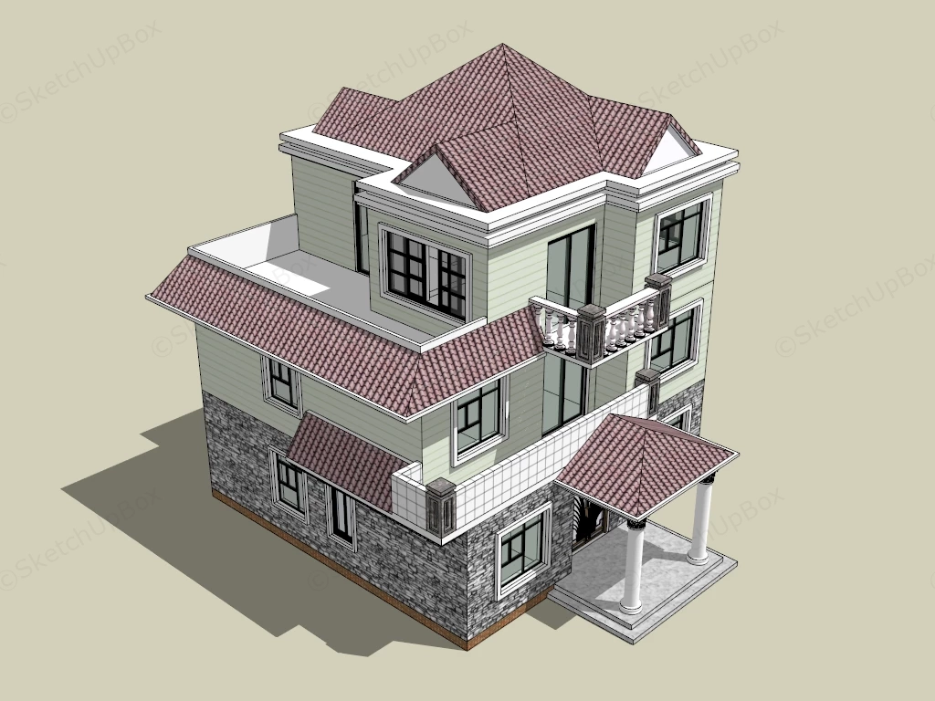 3 Storey Residential House sketchup model preview - SketchupBox