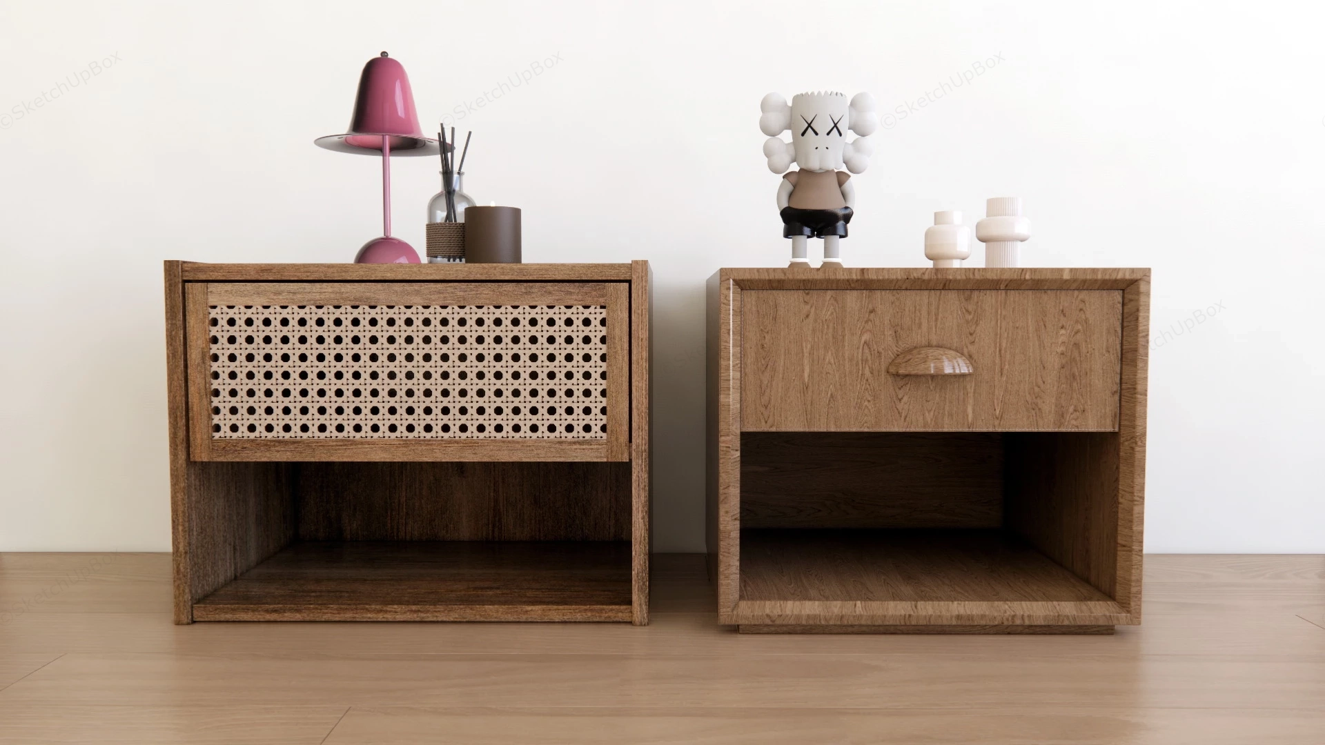 Wabi Sabi Style Nightstands sketchup model preview - SketchupBox