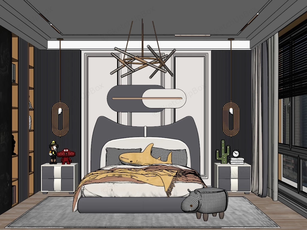 Luxury Boys Room sketchup model preview - SketchupBox