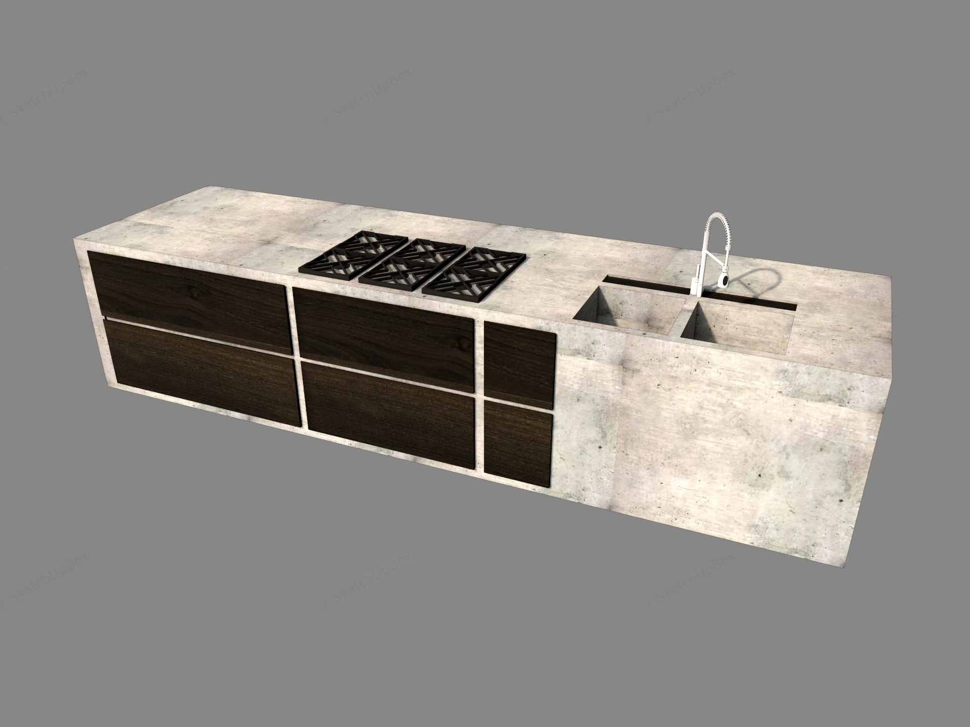 Concrete Kitchen Island sketchup model preview - SketchupBox