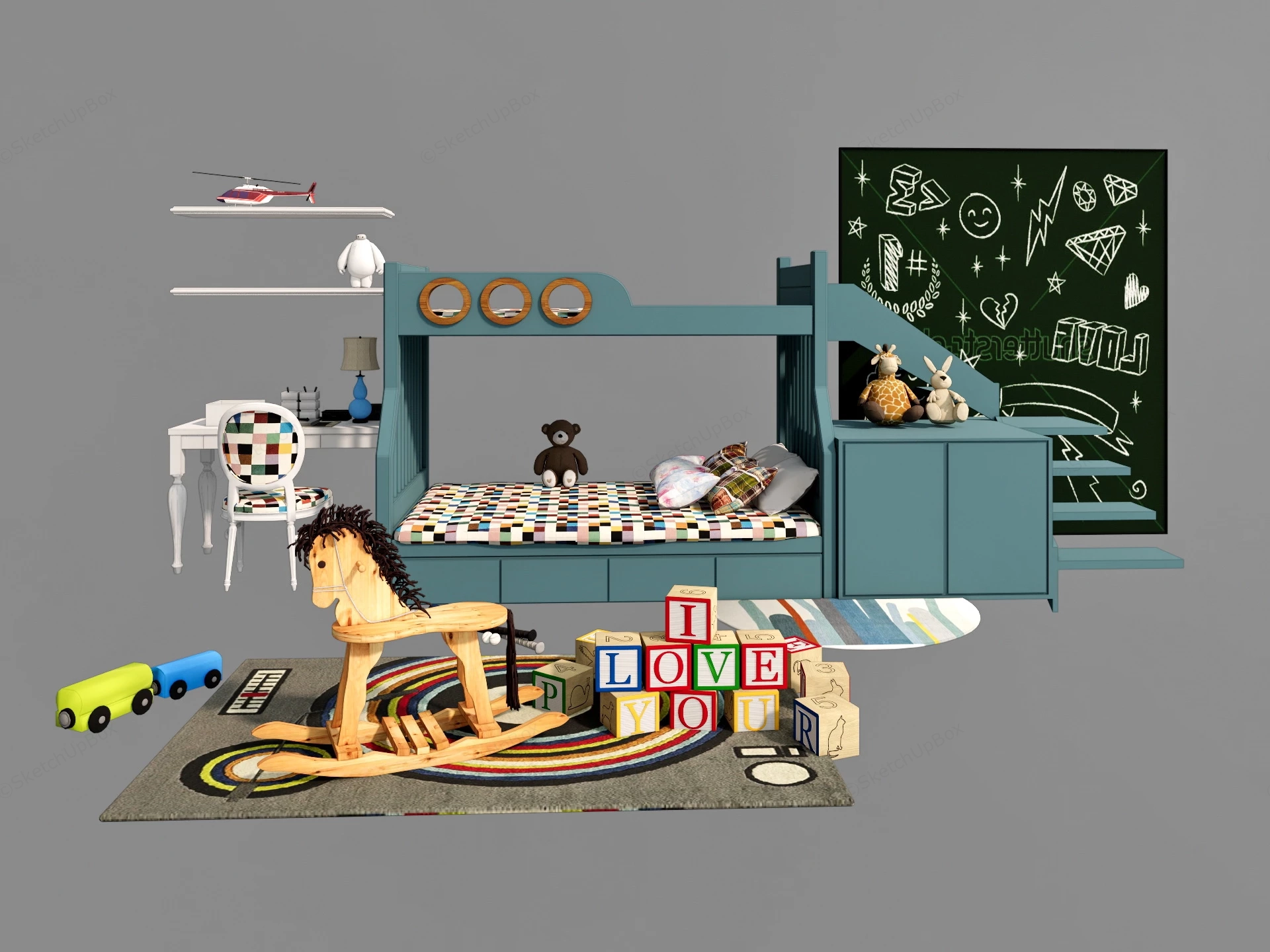 Child Bedroom Furniture Sets sketchup model preview - SketchupBox