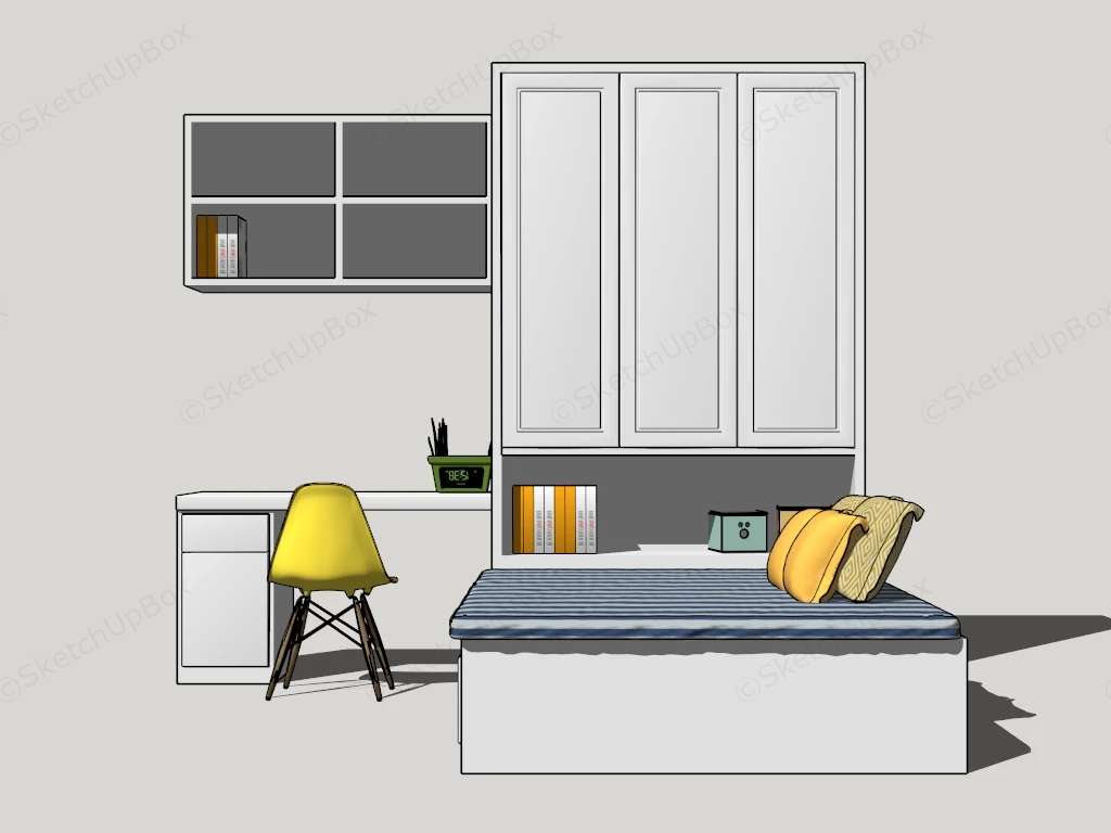 Built In Bed And Desk sketchup model preview - SketchupBox