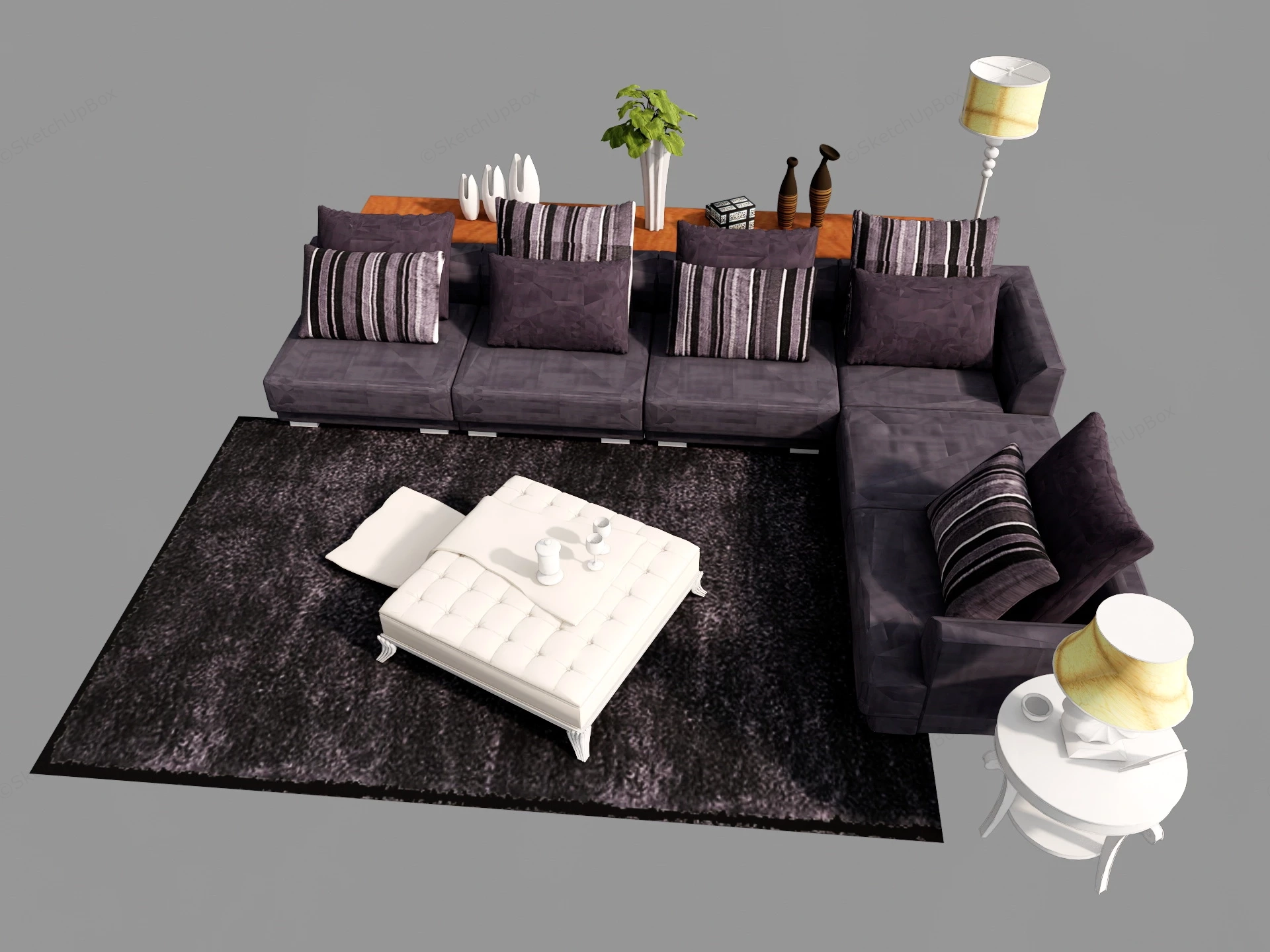 Dark Living Room Furniture Sets sketchup model preview - SketchupBox