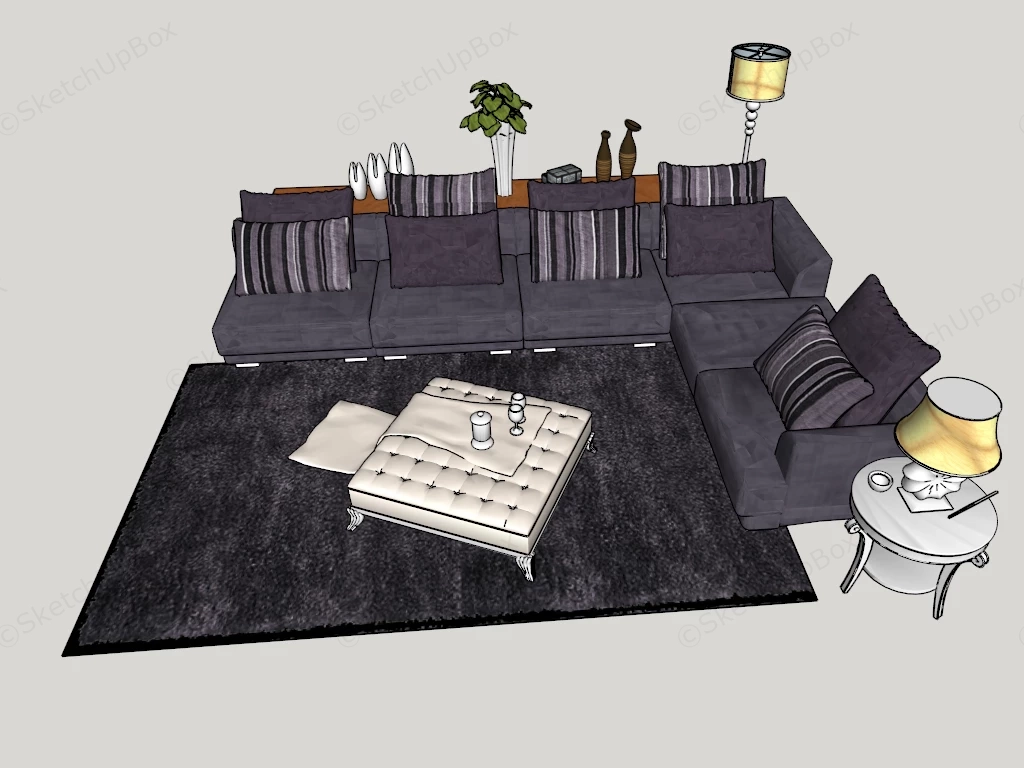 Dark Living Room Furniture Sets sketchup model preview - SketchupBox