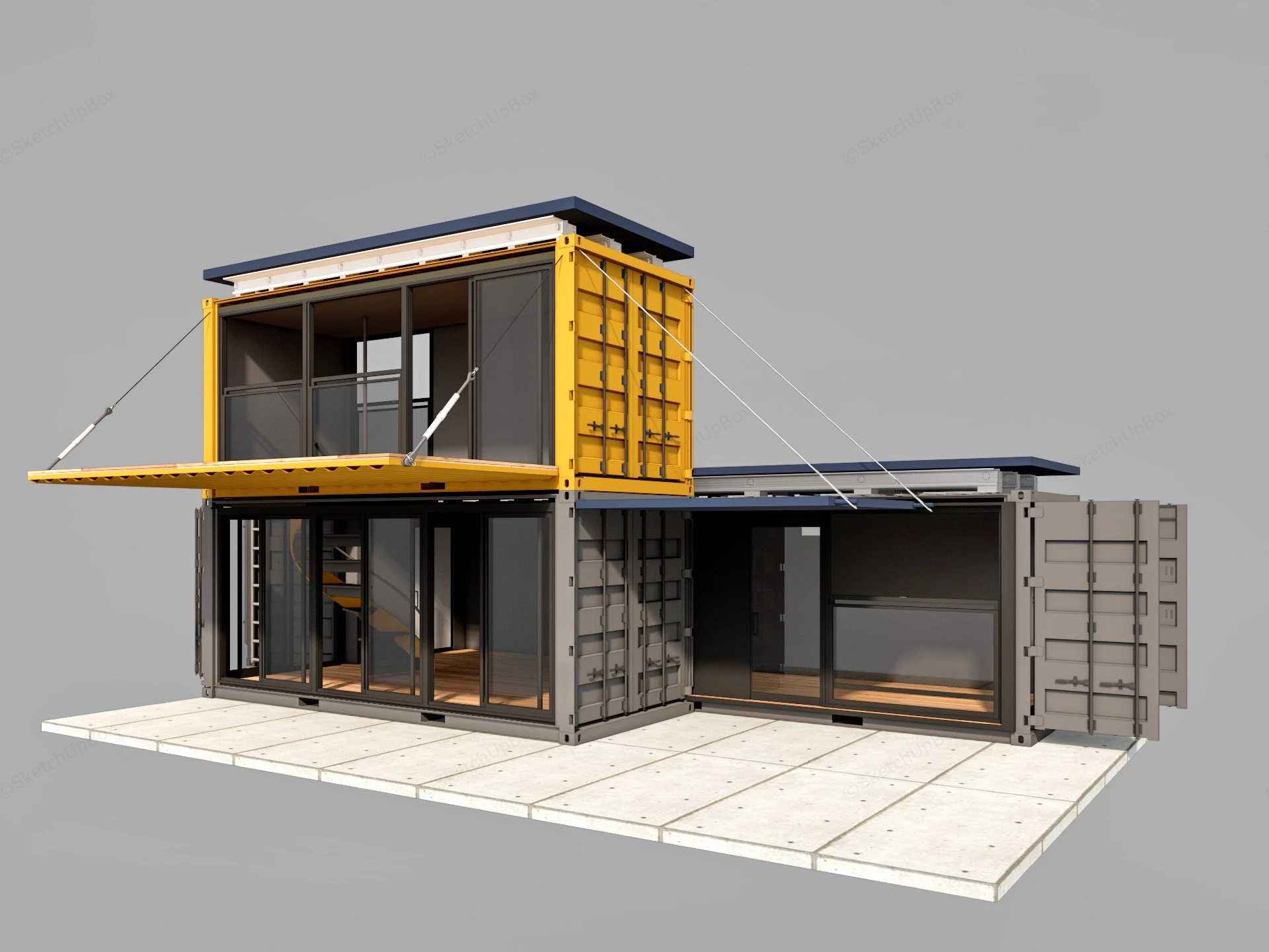 Tiny Shipping Container Home sketchup model preview - SketchupBox