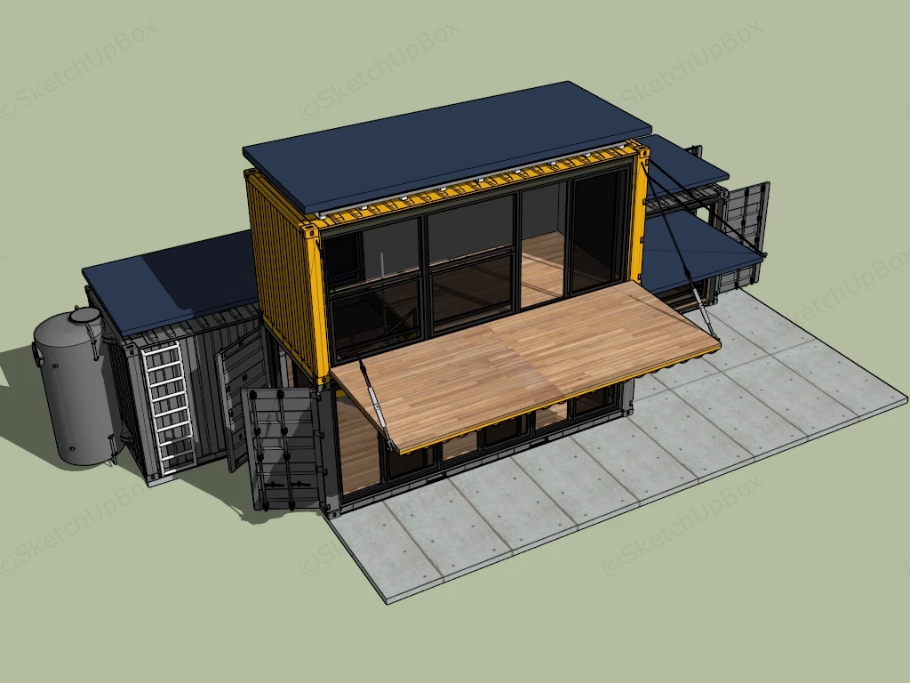 Tiny Shipping Container Home sketchup model preview - SketchupBox