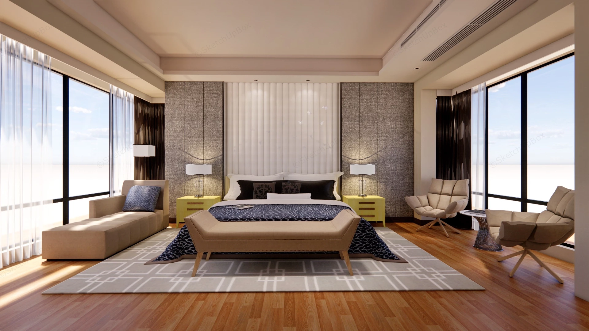 Luxury Bedroom Decorating Ideas sketchup model preview - SketchupBox