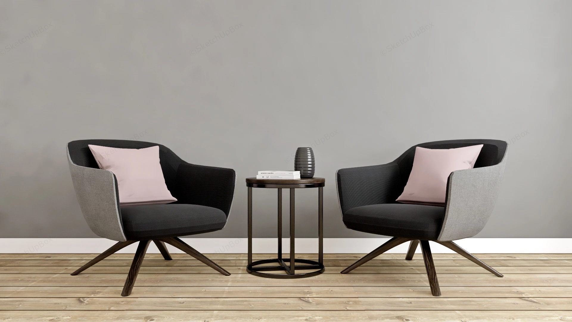 Accent Chairs Set Of 2 With Side Table sketchup model preview - SketchupBox