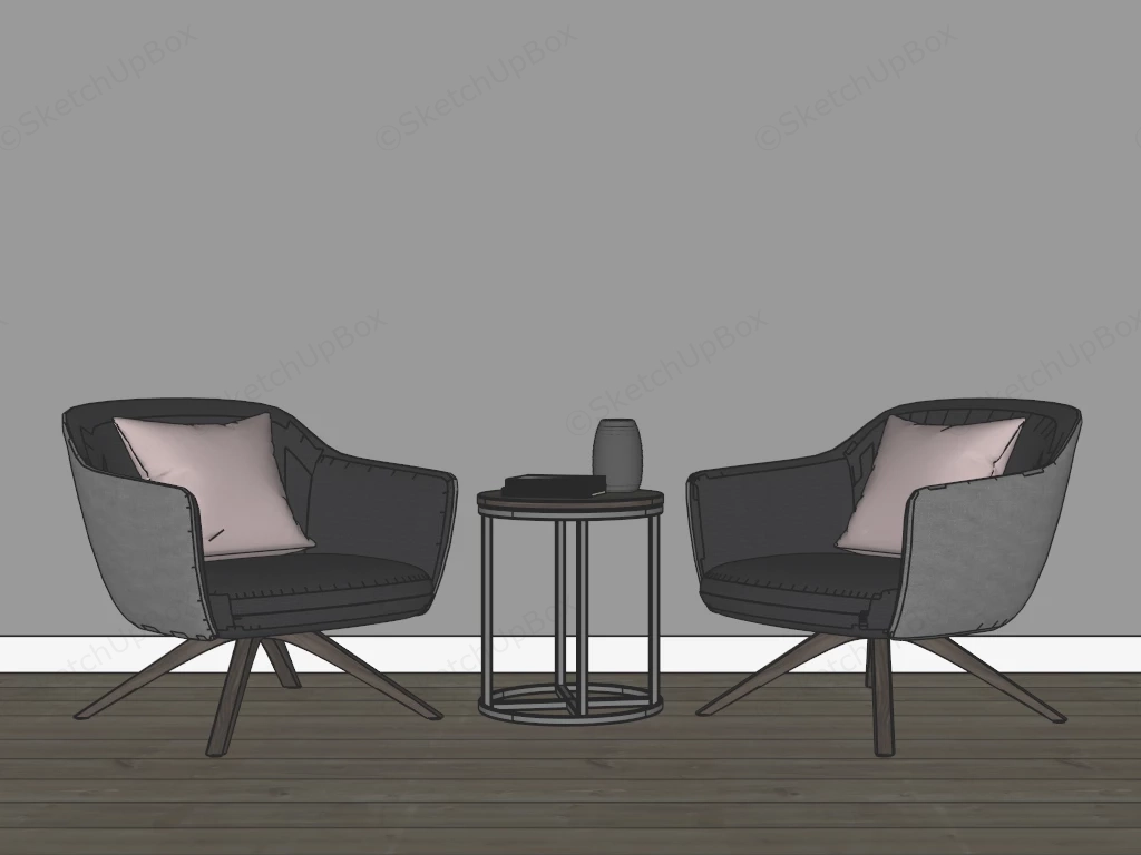 Accent Chairs Set Of 2 With Side Table sketchup model preview - SketchupBox