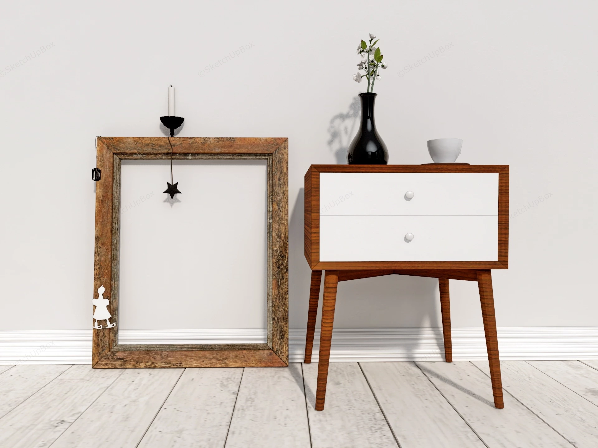 Rustic Nightstand sketchup model preview - SketchupBox